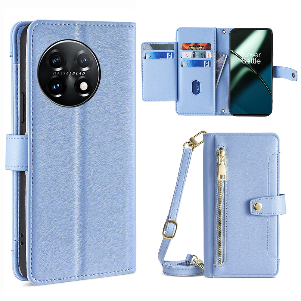 Shockproof Phone Case for OnePlus 11 5G Zipper Pocket Card Slots Flip Leather Phone Cover with Straps Shockproof Phone Case for OnePlus 11 5G Zipper Pocket Card Slots Flip Leather Phone Cover with Straps